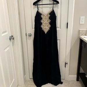 New Lilly Pulitzer Black Kelsea Silk Maxi Dress